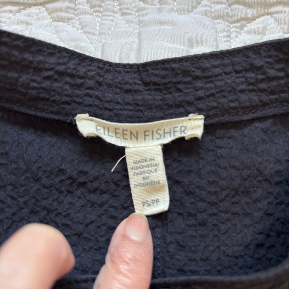 Eileen Fisher Black Textured Lightweight Jacket - Picture 6 of 8